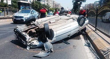 İpekyol Bulvarında otomobil takla attı